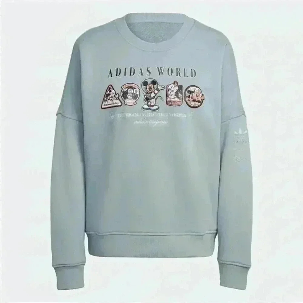 NWT ADIDAS LOOSE DISNEY astronauts outer space SWEATSHIRT in dusty blue